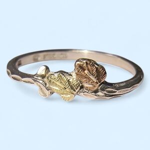 Black Hills Gold Sterling Silver And 12K Gold Slender Leaf Ring